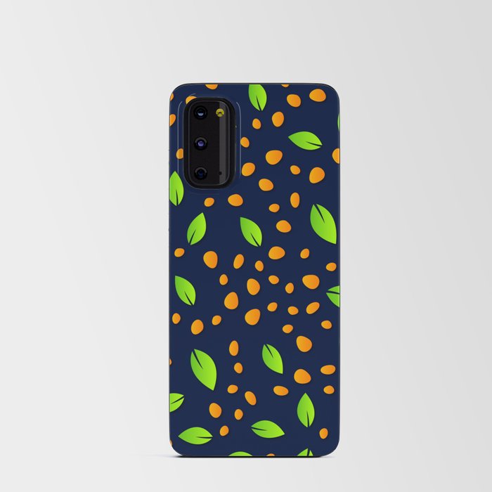 Orange & Green Color Dotted & Leaf Design Android Card Case