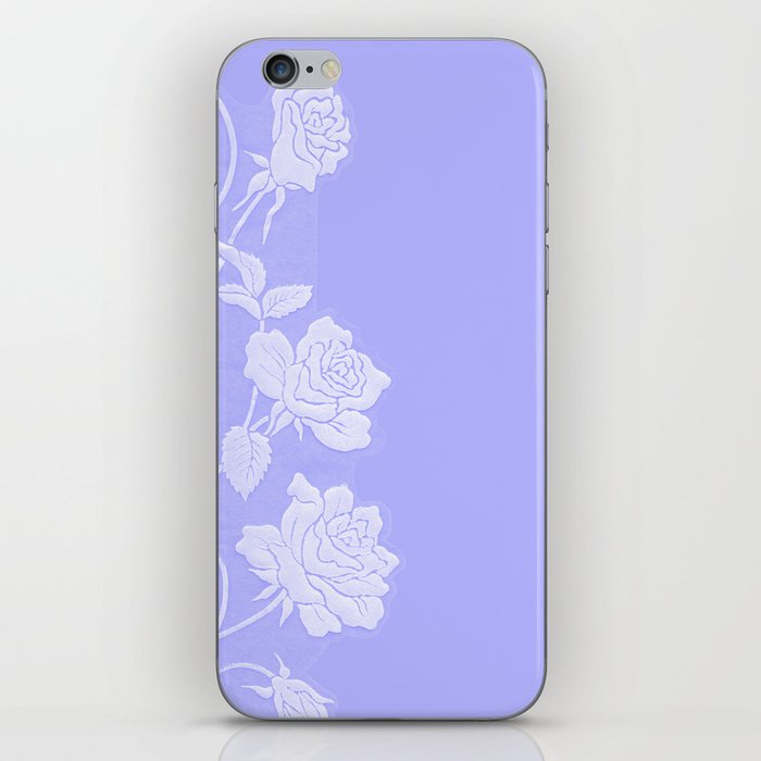 Roses on Periwinkle Blue iPhone Skin