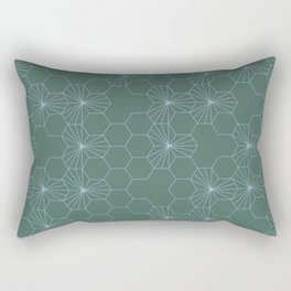 Geometric flowers pine green and soft blue Rectangular Pillow