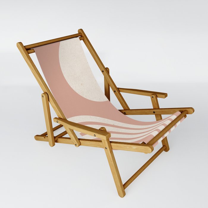 Mid Century Modern Dust Pink Sun & Rainbow Sling Chair