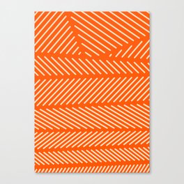 Orange Minimal Diagonal Line Patch Pattern Canvas Print