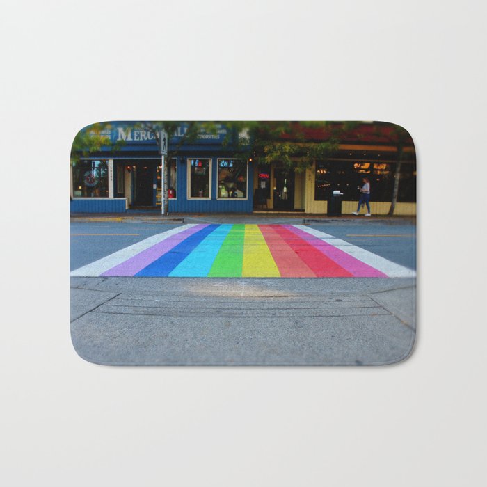 Rainbow Crosswalk Bath Mat