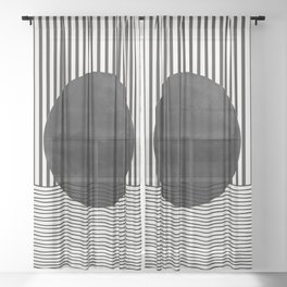 Abstract Modern Black Sheer Curtain