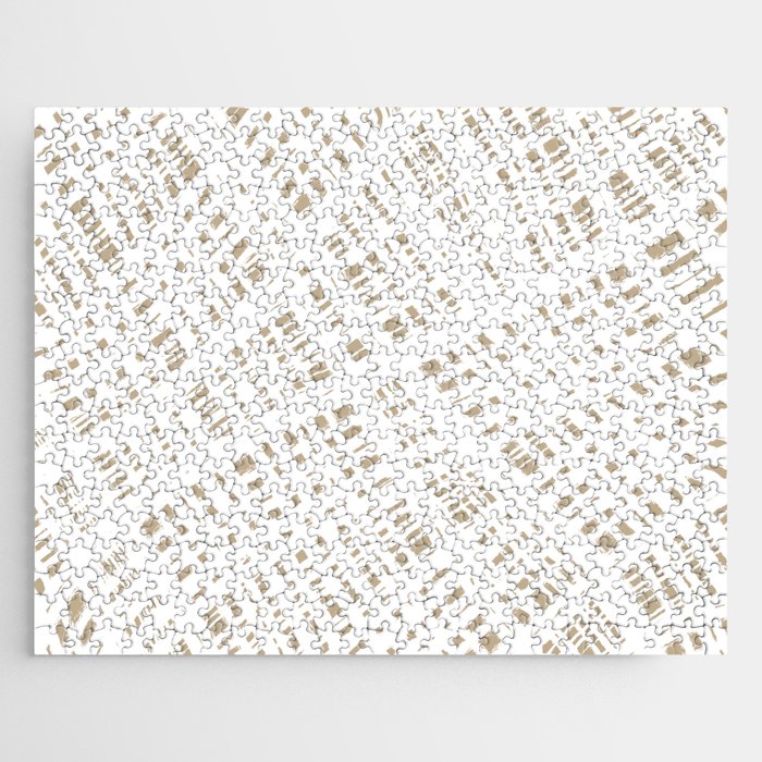 Rough Weave Abstract Burlap Painted Pattern in White and Beige Jigsaw Puzzle