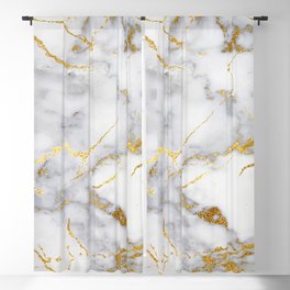 Gray And Gold Girly Marble  Blackout Curtain