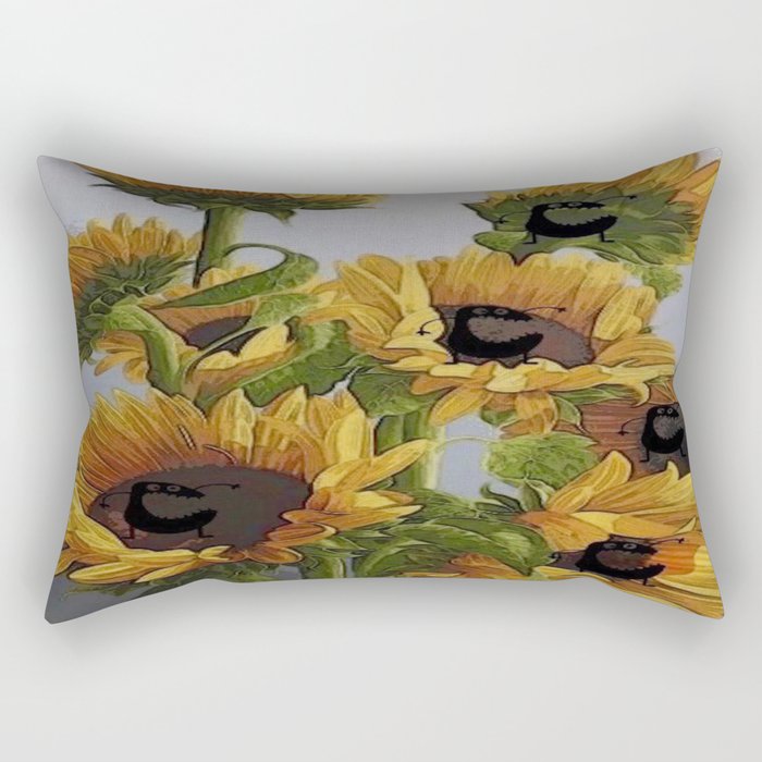 Monsters & Sunflowers Rectangular Pillow