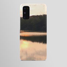 Pastel pink lake sunset landscape Android Case