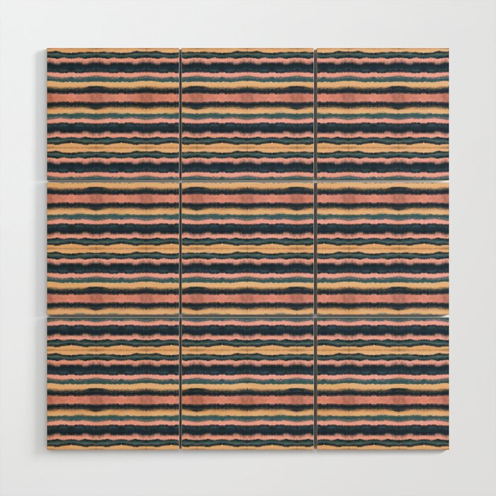 Blended textured colourful horizontal stripes Wood Wall Art