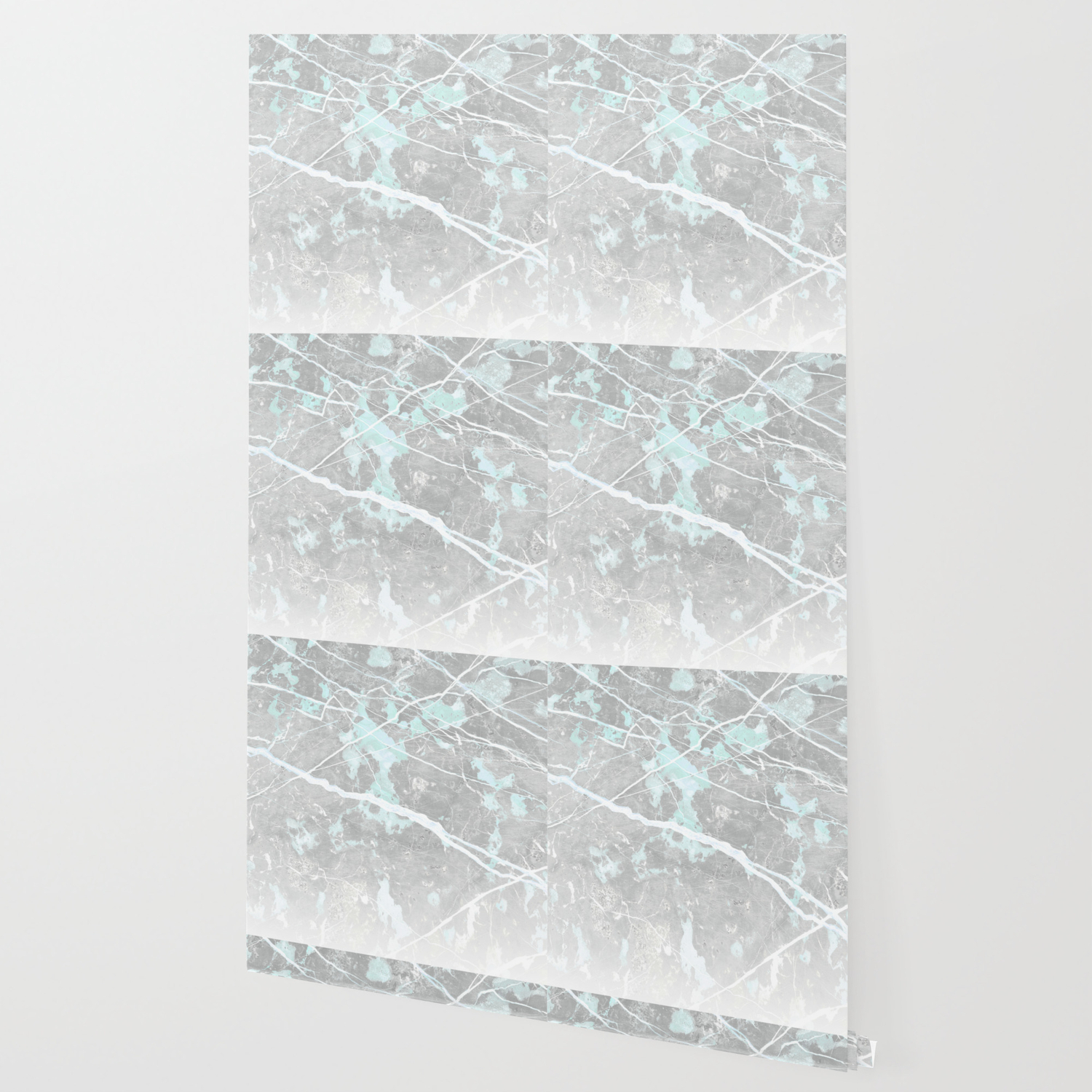 Pastel Teal Grey Marble Ombre Wallpaper By Dominiquevari