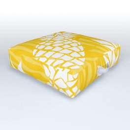 Bright Yellow, Summer, Pineapple Art Outdoor Floor Cushion