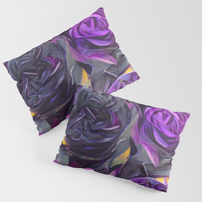 Black and Purple Roses Pillow Sham