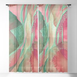 Boho Funky Abstract Watercolor Painting | Contemporary Colorful Modern Landscape Sheer Curtain
