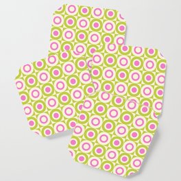 Mid Century Square and Circle Pattern 541 Pink and Chartreuse Coaster