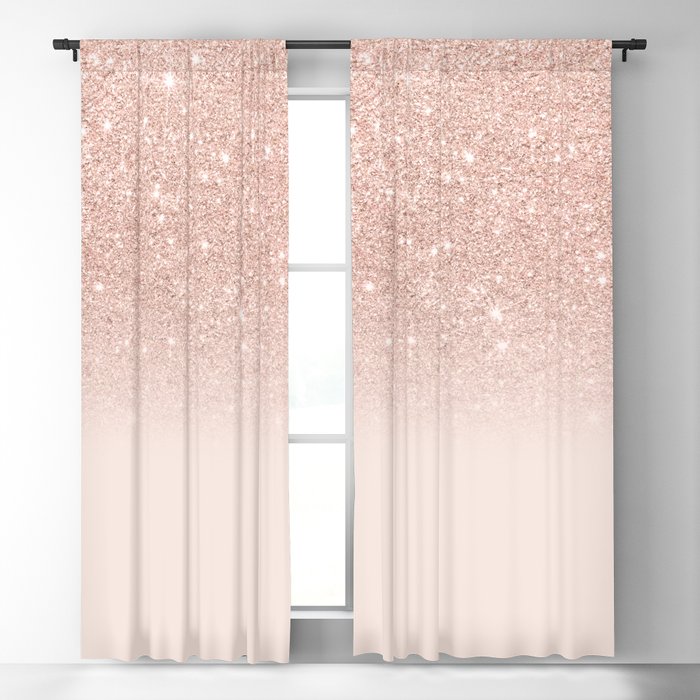 Rose Gold Faux Glitter Pink Ombre Color, Rose Gold Glitter Curtains