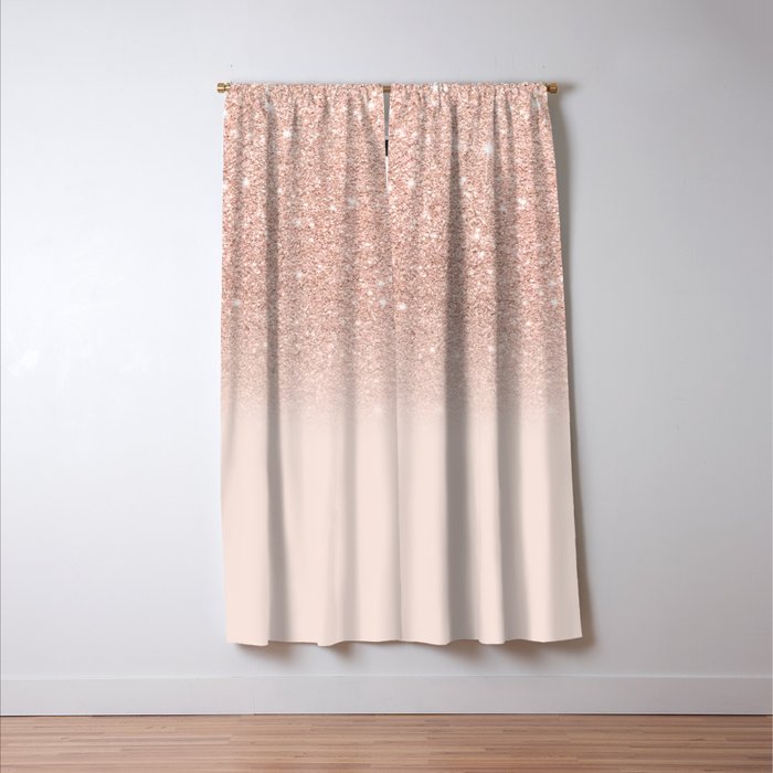 Rose Gold Faux Glitter Pink Ombre Color Block Blackout