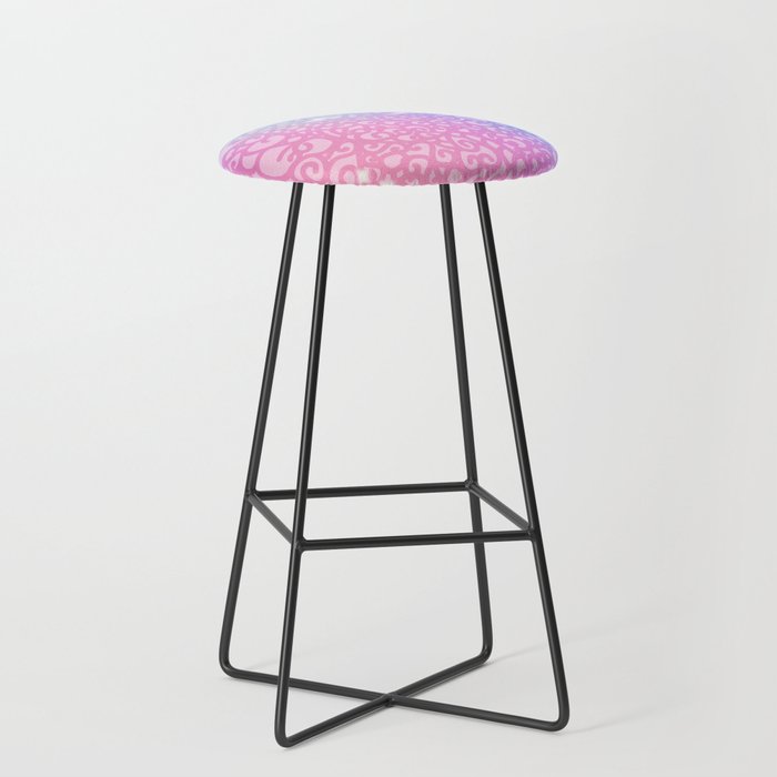 Colourful rainbow. Curly decoration. Cute cat and stars shine. Bar Stool