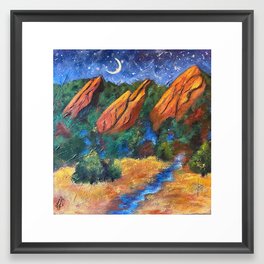 Boulder's Flatirons by Moonlight Framed Art Print