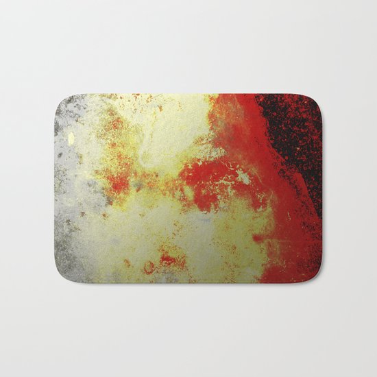 Into The Heat - Black, red, yellow and silver abstract painting Bath Mat