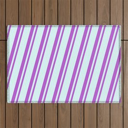 [ Thumbnail: Light Cyan and Orchid Colored Lined/Striped Pattern Outdoor Rug ]