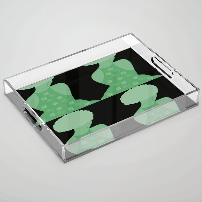 Woman At The Meadow Vintage Dark Style Pattern 09 Acrylic Tray
