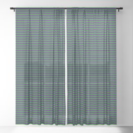 [ Thumbnail: Indigo & Green Colored Pattern of Stripes Sheer Curtain ]