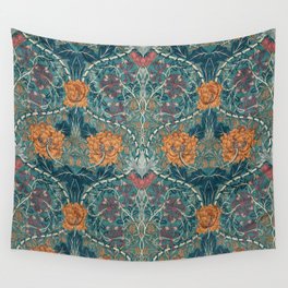 William Morris Honeysuckle and Tulip Woad Mulberry Pattern Wall Tapestry