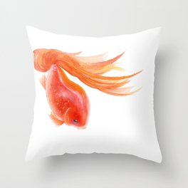 Goldfish , Gold Fish, Yellow Goldfish , watercolor painting by Suisai Genki Throw Pillow