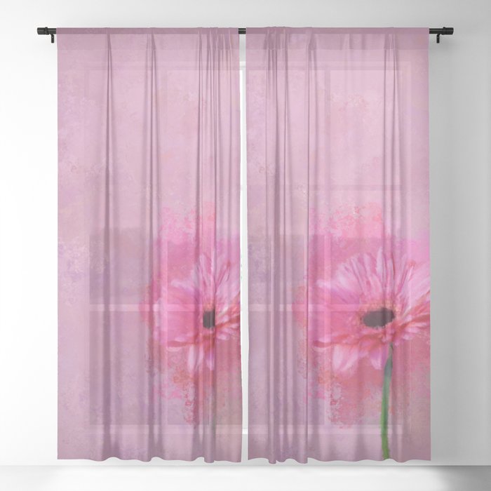 Pink Flower with Power for your Girl Sheer Curtain