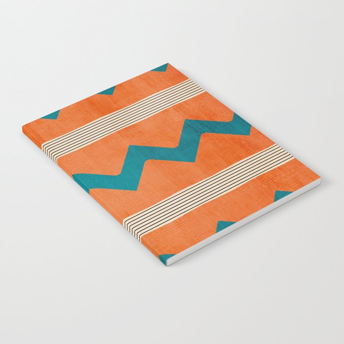 Teal Orange Chevrons Modern Artwork Notebook