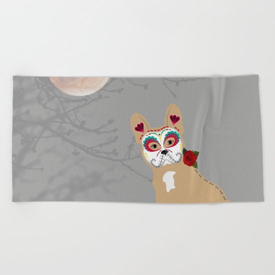 Frenchie Sugar Cream Beach Towel
