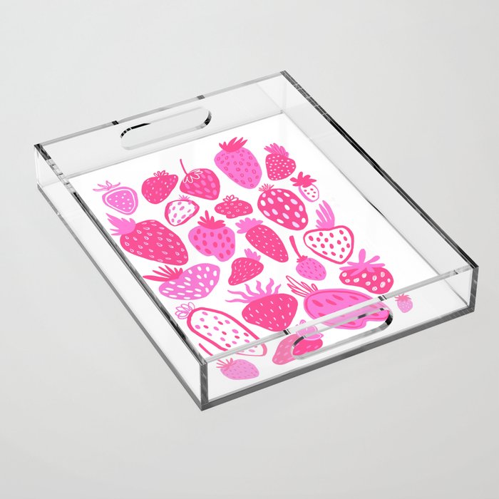 Pink Strawberries Acrylic Tray