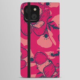 Vintage Red Poppies overall print iPhone Wallet Case