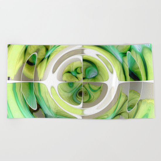 Lime and Green Abstract Collage Beach Towel