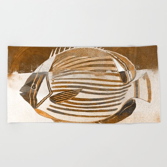 Fish in Coffee Grounds Beach Towel