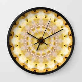 Healing Energy Mandala Art In Yellow And Gray  Wall Clock