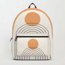 Mid Century Modern Geometric 61 (Rainbow and Sun Abstraction) Backpack