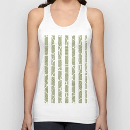 Hand Drawn Sea Shells on Victorian Green and White Stripes Unisex Tank Top