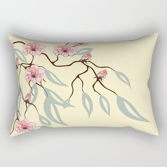 Floral. Dreams of spring. Pink sakura. Rectangular Pillow