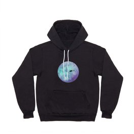 helicopter flight next to the abstract purple moon Hoody
