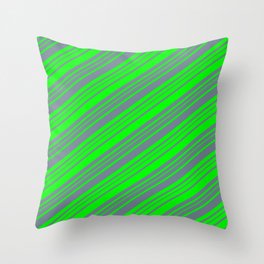 [ Thumbnail: Lime and Slate Gray Colored Stripes/Lines Pattern Throw Pillow ]