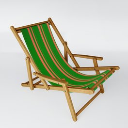 [ Thumbnail: Red & Green Colored Lines Pattern Sling Chair ]