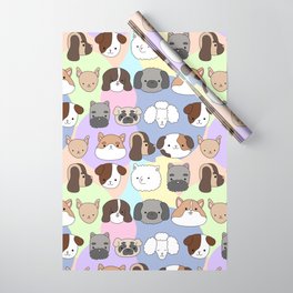 Multicolored pattern with cute, funny happy dogs. Prints, baby and pets texture for children.  Wrapping Paper