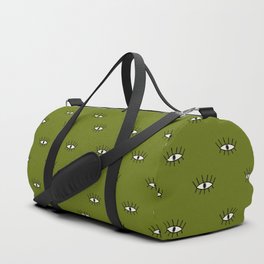 Green retro eyes pattern Duffle Bag