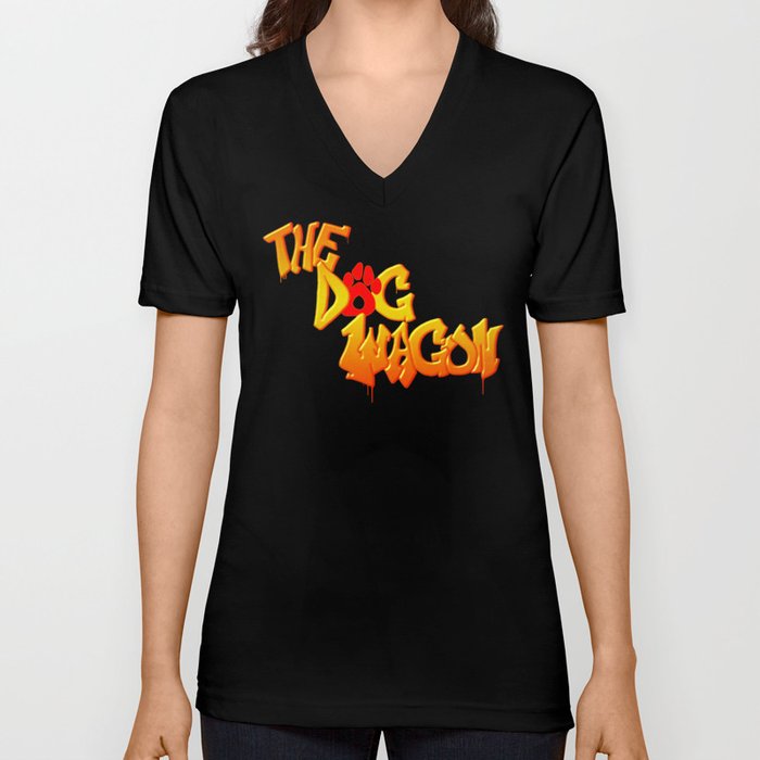 The Dog Wagon Logo V Neck T Shirt