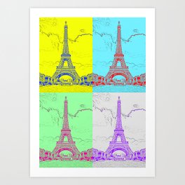 Eiffel Tower, Paris - Colorful Pop Art  Art Print