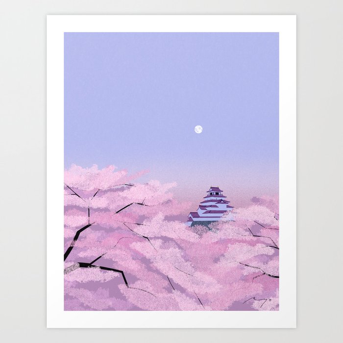 The Nighttime Cherry Blossoms (2023) Art Print