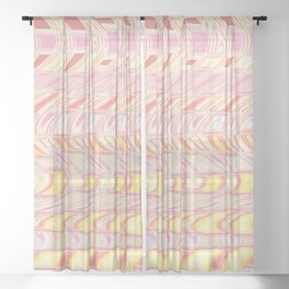 Rose And Yellow Waves Abstract Sheer Curtain