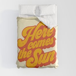Here Comes The Sun | Retro 70s Typography Duvet Cover