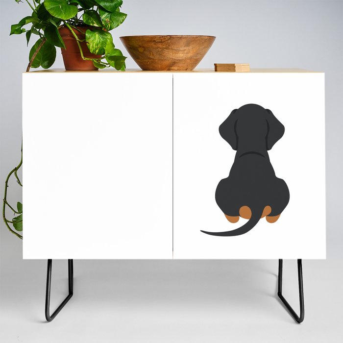 Smooth Dachshund Black Brown Back Credenza