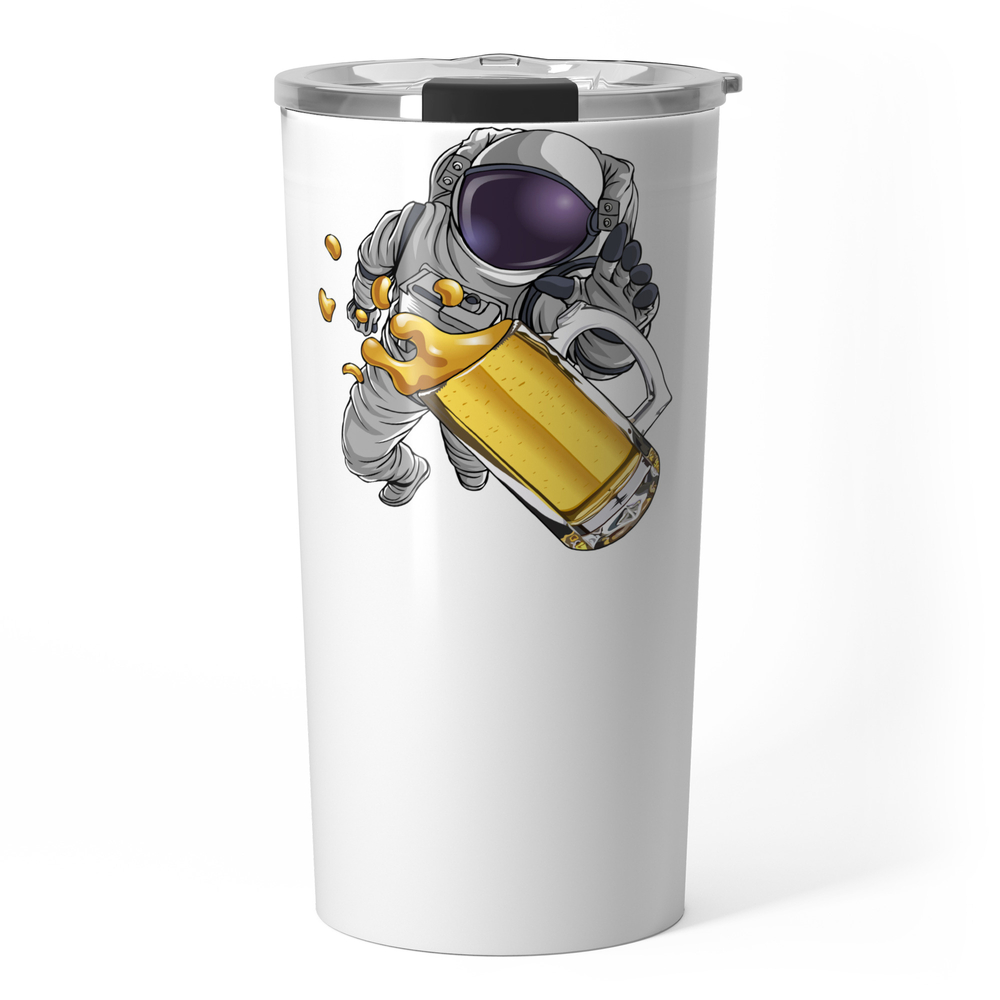 Spaced Out Astronaut Beer Outserspace Science Geek Travel Mug by merchmojo